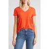 Caslon ® Stretch Cotton Blend V-neck T-shirt In Red Grenadine