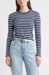Caslon ® Stripe Button Shoulder Long Sleeve Rib T-shirt In Multi