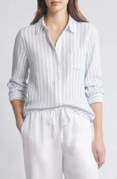 Caslon Stripe Cotton Gauze Button-up Shirt In Blue Skyway Katie Stripe