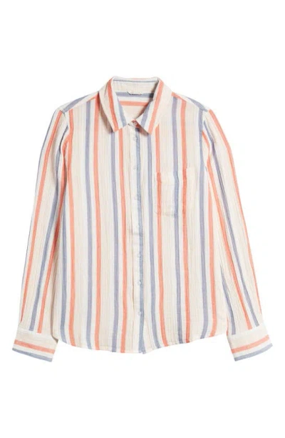 Caslon Stripe Cotton Gauze Button-up Shirt In Pink Beach- Red Napa Stripe