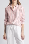 Caslon Stripe Cotton Gauze Button-up Shirt In Pink C- White Katie Stripe