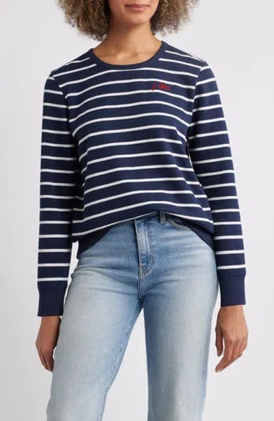 Caslon ® Stripe Cotton Graphic Sweatshirt In Multi