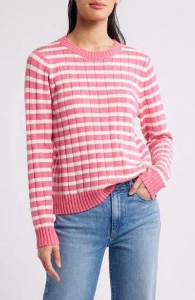 Caslon ® Stripe Crewneck Rib Sweater In Multi