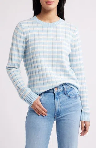 Caslon ® Stripe Crewneck Rib Sweater In Blue