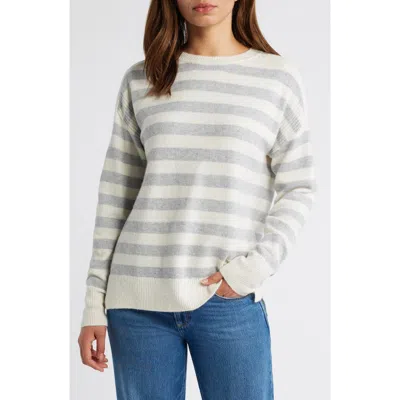 Caslon ® Stripe Crewneck Sweater In Gray