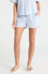 Caslon ® Stripe Drawstring Linen Blend Shorts In Blue