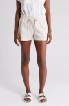 Caslon Stripe Drawstring Linen Blend Shorts In Flax- White Cove Stripe