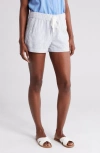 Caslon Stripe Drawstring Linen Blend Shorts In White- Blue M Cove Stripe