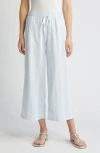 Caslon Stripe Drawstring Wide Leg Linen Blend Pants In Blue Skyway Bon Stripe