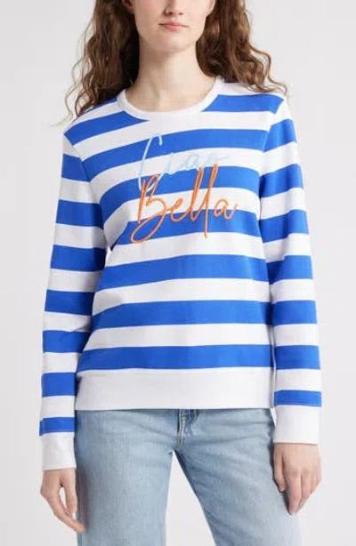 Caslon ® Stripe Embroidered Graphic Sweatshirt In Blue
