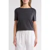 Caslon ® Stripe Envelope Neck Knit Top In Black