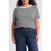 Caslon ® Stripe Envelope Neck Knit Top In Black- White Brooke Stripe