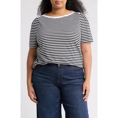 Caslon ® Stripe Envelope Neck Knit Top In Black- White Brooke Stripe