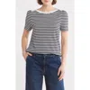 Caslon ® Stripe Envelope Neck Knit Top In Black- White Brooke Stripe