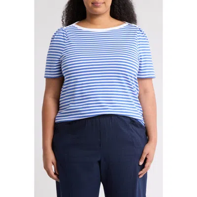 Caslon ® Stripe Envelope Neck Knit Top In Blue Dazzle- White Stripe