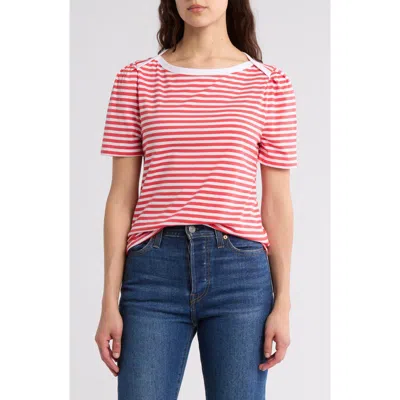 Caslon ® Stripe Envelope Neck Knit Top In Red Bittersweet- White Stripe