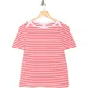 Caslon ® Stripe Envelope Neck Knit Top In Red Bittersweet- White Stripe