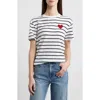 Caslon ® Stripe Heart Embellished Cotton T-shirt