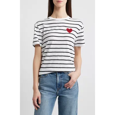 Caslon ® Stripe Heart Embellished Cotton T-shirt