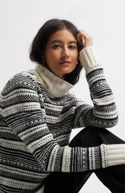 Caslon ® Stripe Jacquard Turtleneck Sweater In Neutral