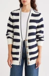 Caslon ® Stripe Open Stitch Cotton Blend Cardigan In Multi