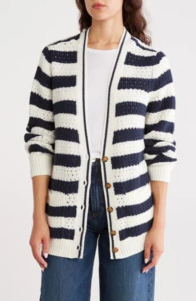 Caslon ® Stripe Open Stitch Cotton Blend Cardigan In Multi