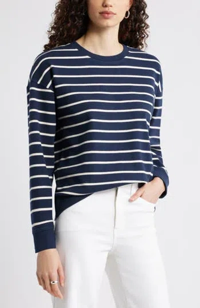 Caslon ® Stripe Pullover Sweatshirt In Blue