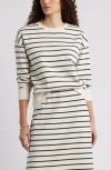Caslon ® Stripe Pullover Sweatshirt In Ivory Navy Gentry Stripe