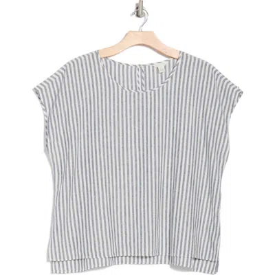 Caslon ® Stripe Short Sleeve Linen Blend Top In Multi