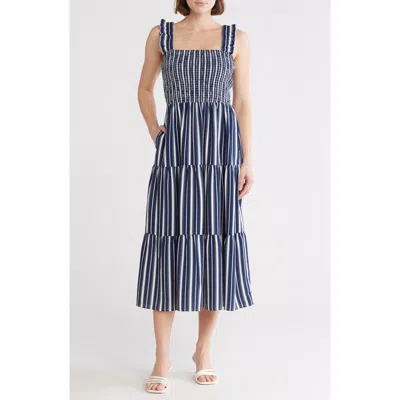 Caslon ® Stripe Smocked Maxi Dress In Navy Stripe