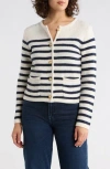 Caslon ® Stripe Sweater Jacket In White