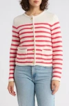 Caslon ® Stripe Sweater Jacket In Pink