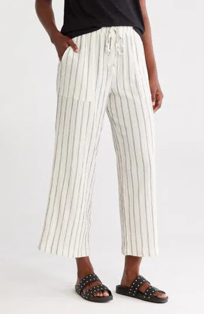 Caslon ® Stripe Textured Crop Wide Leg Pants In White