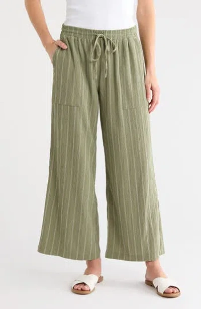 Caslon ® Stripe Textured Crop Wide Leg Pants