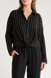 Caslon ® Stripe Twist Front Textured Button-up Top In Multi