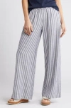 Caslon Stripe Wide Leg Linen Blend Pants In Navy- White Brianne Stripe