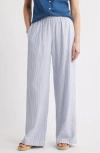Caslon ® Stripe Wide Leg Linen Blend Pants In White