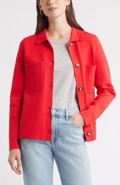 Caslon ® Sweater Shirt Jacket In Red