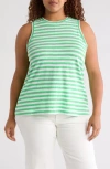 Caslon ® Swing Crewneck Tank In Green- White Charm Stripe