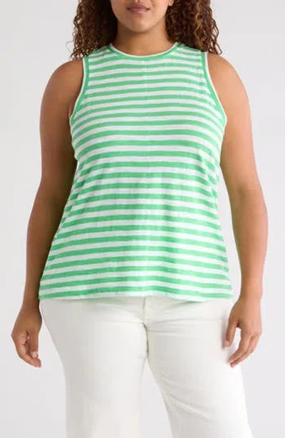 Caslon ® Swing Crewneck Tank In Green- White Charm Stripe