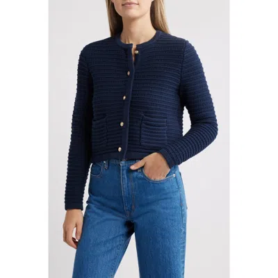 Caslon ® Textured Pima Cotton Cardigan In Blue