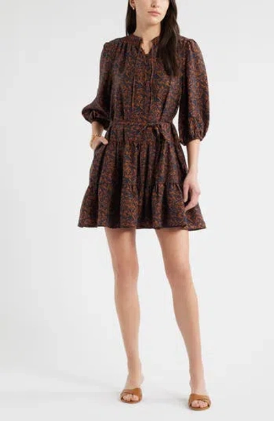 Caslon ® Tie Neck Tiered Dress In Brown