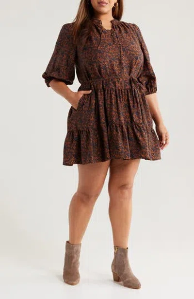 Caslon ® Tie Neck Tiered Dress In Brown