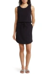 Caslon ® Tie Waist Cotton Shirttail Dress In Black