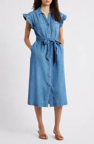 Caslon ® Tie Waist Denim Midi Dress In Blue