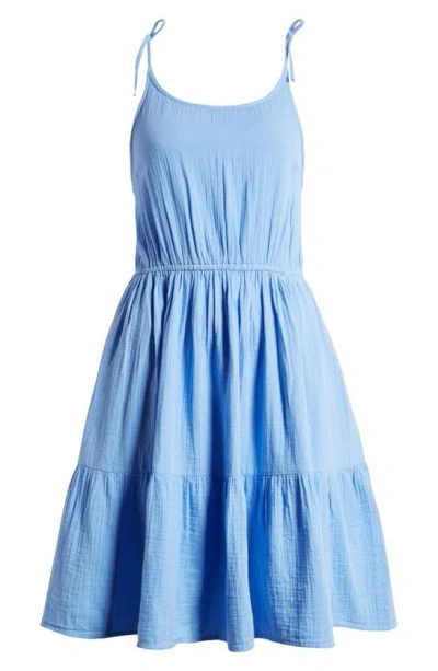 Caslon Tiered Cotton Gauze Sundress In Blue Cornflower