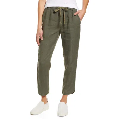Caslon ® Tulip Hem Linen Pants In Green Beetle