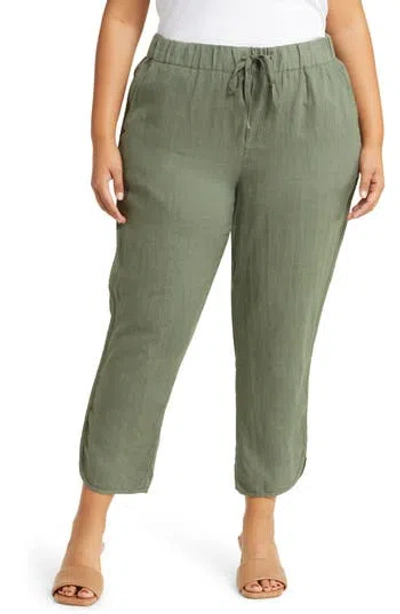 Caslon ® Tulip Hem Linen Pants In Green Beetle
