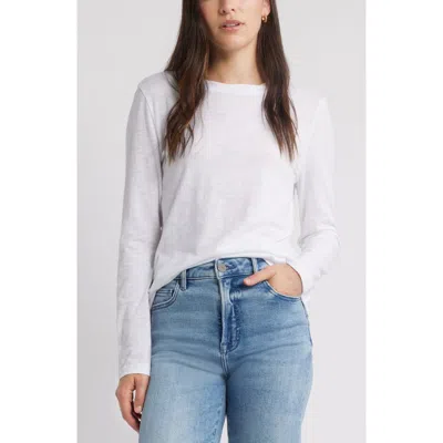 Caslon ® Twist Crewneck Long Sleeve T-shirt In White