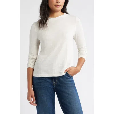 Caslon ® Twist Crewneck Long Sleeve T-shirt In White